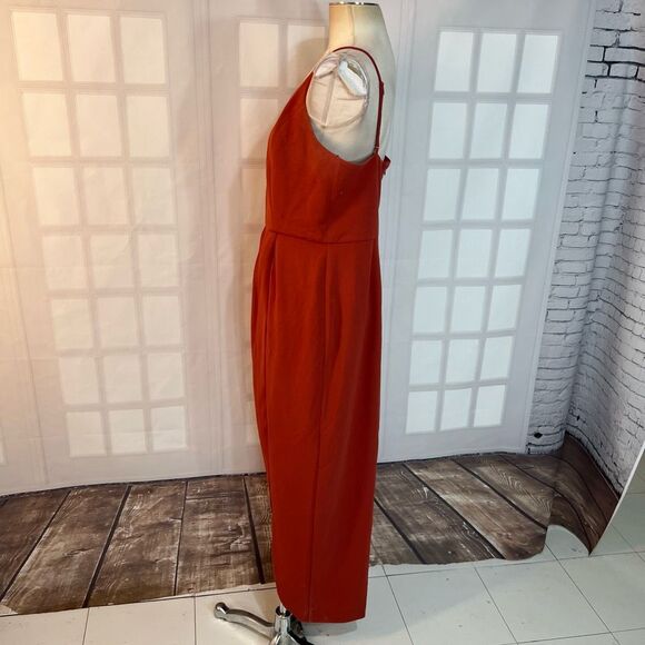 WAYF The Ines Sienna V-Neck Sleeveless Faux Wrap Tulip Hem Gown Dress Size XL - Picture 9 of 13